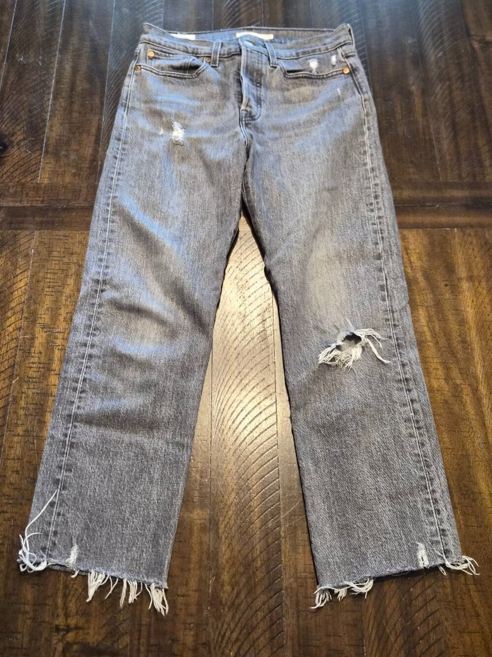 LEVI'S Premium Wedgie Straight Jeans Womens Size 27 Gray Button Fly Denim G898